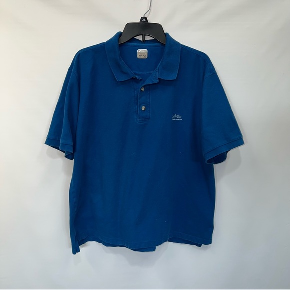 Columbia Button Up Adult XL Mens Blue Short Sleeve 100% Cotton Polo - Picture 1 of 16